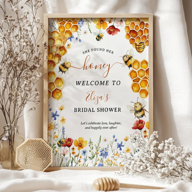 She Found Her Honey Wildflower Bee Welcome Bridal Poster (She Found Her Honey Wildflower Bee Welcome Bridal Poster)