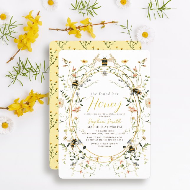 She found her Honey Wildflower Bridal Shower Invitation (Creator Uploaded)
