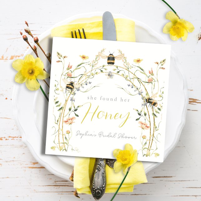 She found her Honey Wildflower Bridal Shower Napkins (Creator Uploaded)