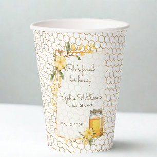 She Found Her Honey Yellow Floral Bridal Shower Paper Cups