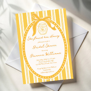 She found her honey yellow stripes bridal shower invitation