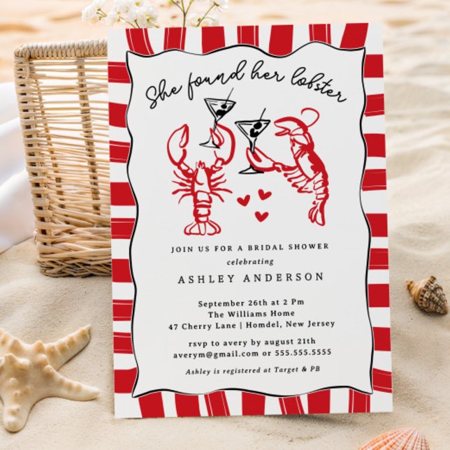 She Found Her Lobster Bridal Shower Invitation (Creator Uploaded)