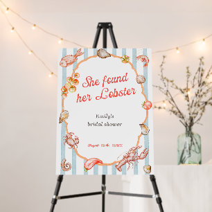 She Found Her Lobster Coastal Bridal Welcome Foam Board