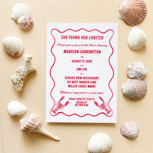 She Found Her Lobster Nautical Bridal Shower Letterpress Photo Cards