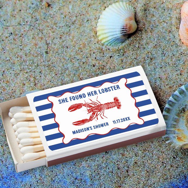 She Found Her Lobster Nautical Bridal Shower Matchboxes (Creator Uploaded)