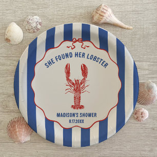 She Found Her Lobster Nautical Bridal Shower Paper Plates