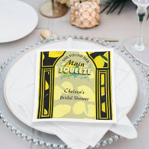 She Found Her Main Squeeze Black Yellow Elegant Napkins