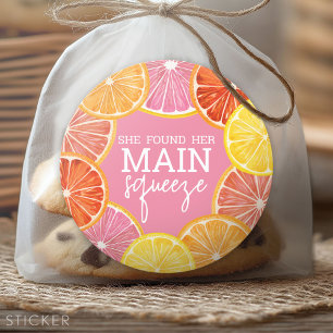 She Found Her Main Squeeze Bridal Shower Classic Round Sticker