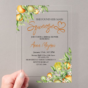 She Found Her Main Squeeze Bridal Shower Custom Acrylic Invitations