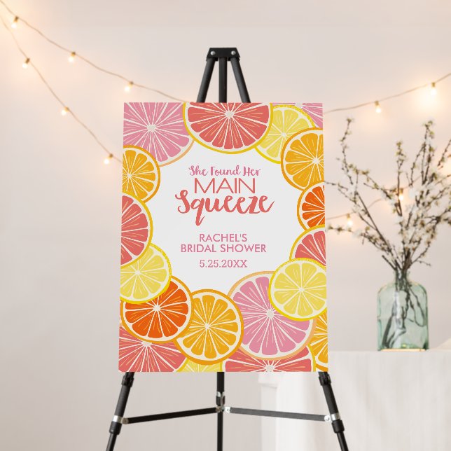 She Found Her Main Squeeze Bridal Shower Foam Board (In Situ (Stand))