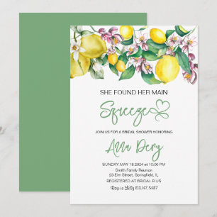 She Found Her Main Squeeze Bridal Shower Greenery Invitation