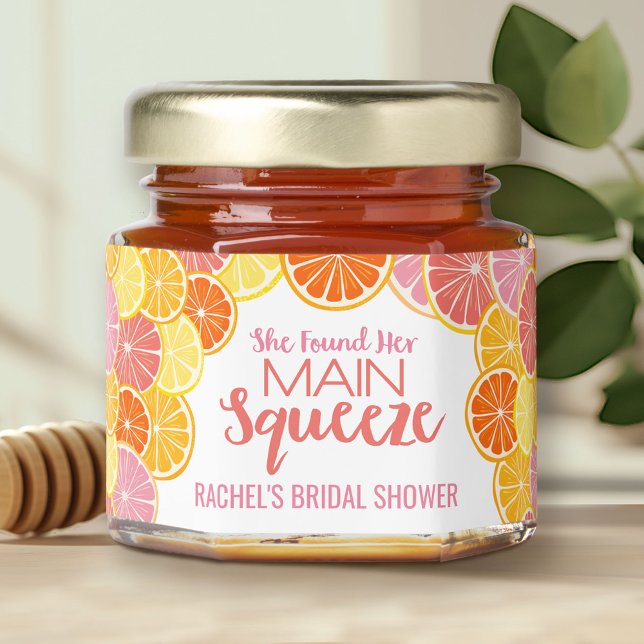 She Found Her Main Squeeze Bridal Shower Honey Jar Favors (She Found Her Main Squeeze - Honey Favor for a Bridal Shower)