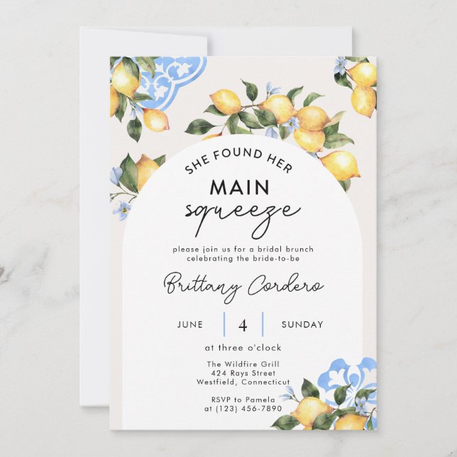 She Found Her Main Squeeze Bridal Shower Invitate Invitation (Front)