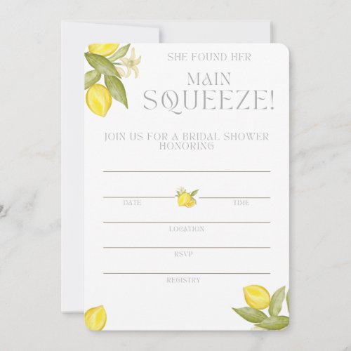 She Found Her Main Squeeze Bridal Shower  Invitati Invitation