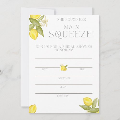 She Found Her Main Squeeze Bridal Shower  Invitation