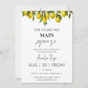 she found her main squeeze bridal shower invitation