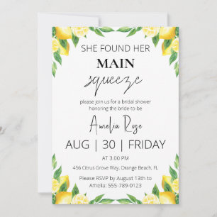 she found her main squeeze bridal shower invitation