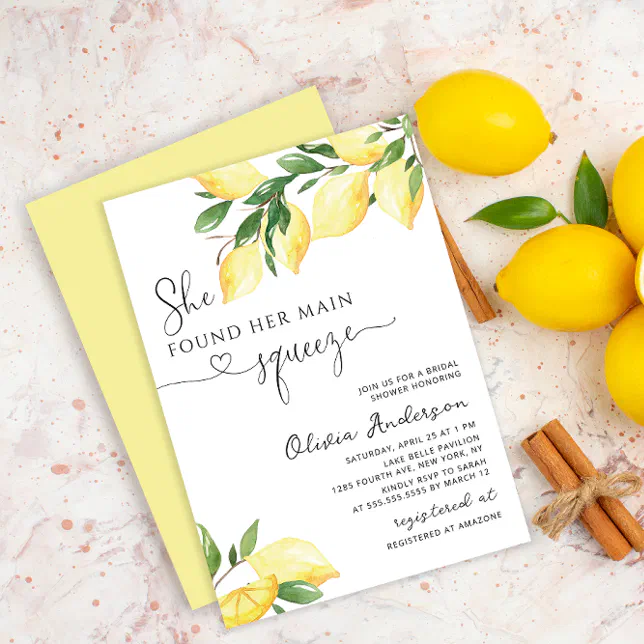 She found her Main Squeeze Bridal Shower Invitation | Zazzle