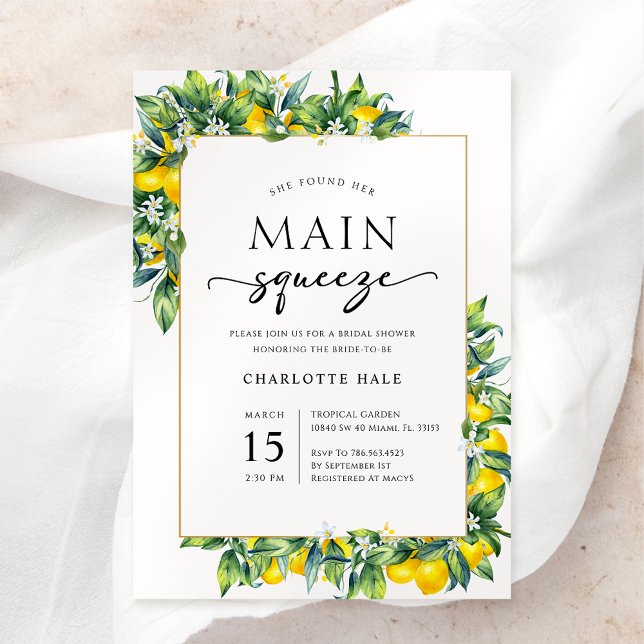 She Found Her Main Squeeze Bridal Shower Invitation (Creator Uploaded)