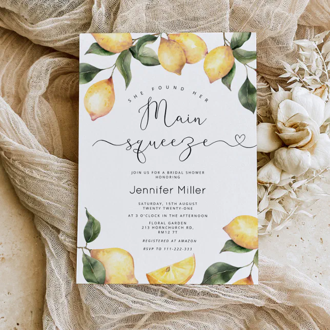 She Found Her Main Squeeze Bridal Shower Invitation | Zazzle