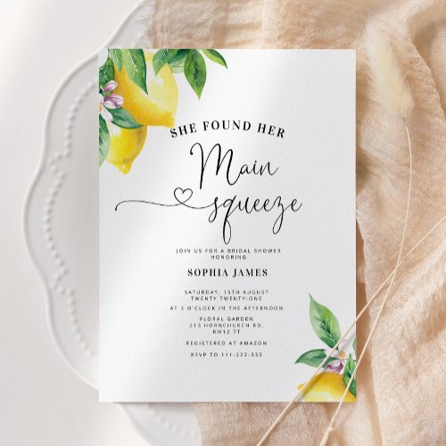 She Found Her Main Squeeze Bridal Shower Invitation