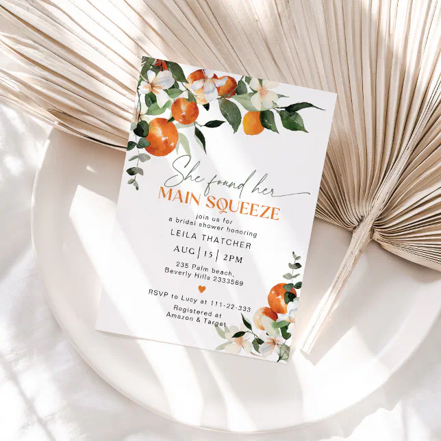 She found her main squeeze bridal shower invitation | Zazzle