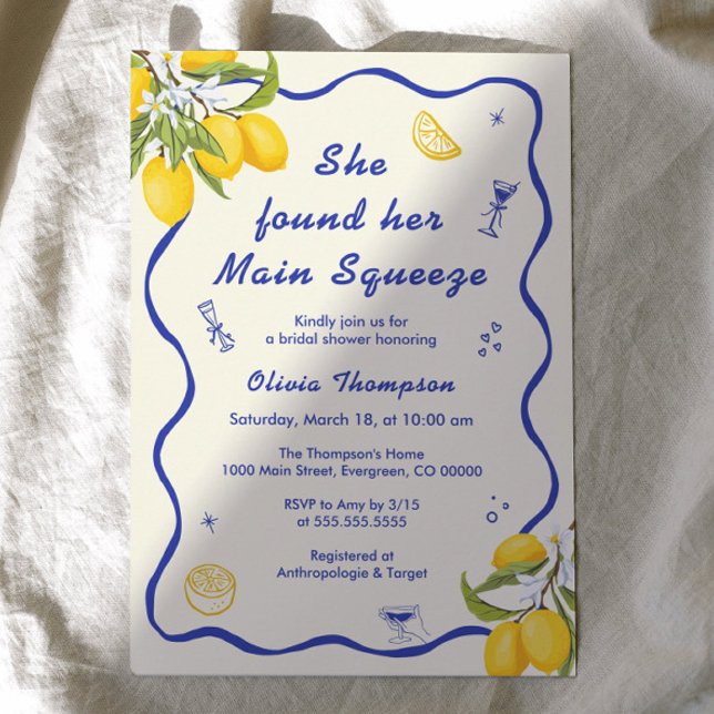 She Found Her Main Squeeze Bridal Shower Invitation (Creator Uploaded)