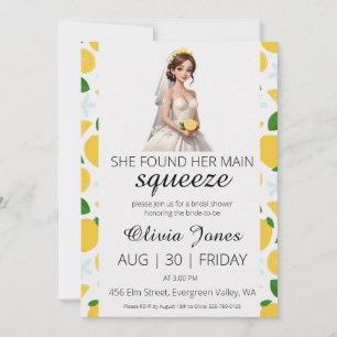 she found her main squeeze bridal shower invitation