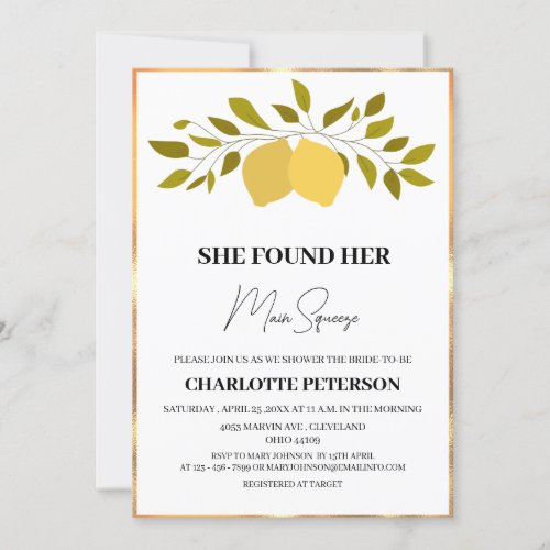 She Found Her Main Squeeze Bridal Shower Invitation