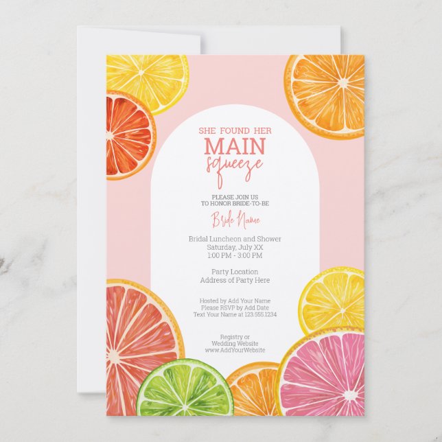 She Found Her Main Squeeze Bridal Shower Invitation (Front)