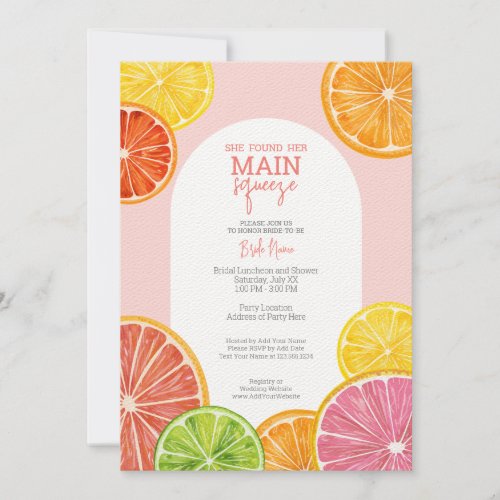 She Found Her Main Squeeze Bridal Shower Invitation