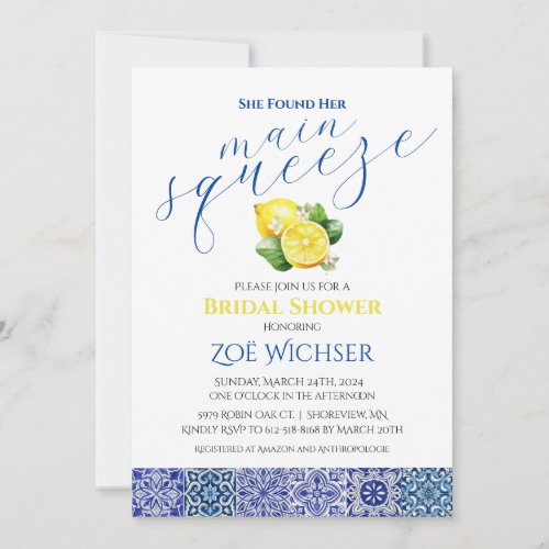 She Found Her Main Squeeze Bridal Shower Invite