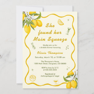 She Found Her Main Squeeze Bridal Shower Lemon Invitation