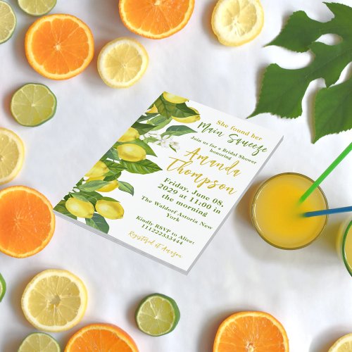 She Found Her Main Squeeze Bridal Shower Lemon Invitation