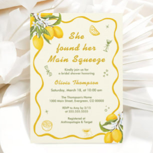 She Found Her Main Squeeze Bridal Shower Lemon Invitation