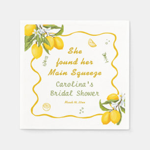 She Found Her Main Squeeze Bridal Shower Lemon Napkins