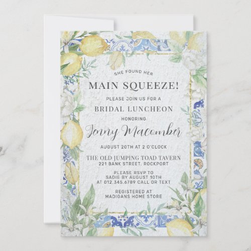 She Found Her Main Squeeze Bridal Shower Luncheon Invitation