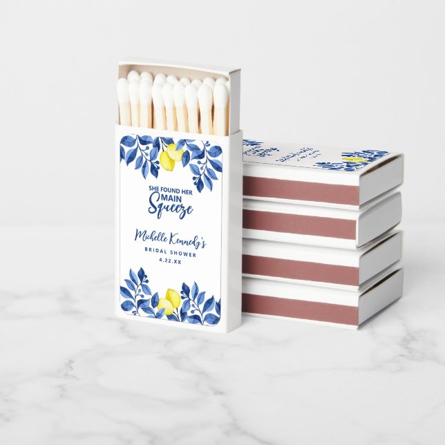 She Found Her Main Squeeze Bridal Shower  Matchboxes (Stacked)