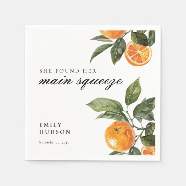 She Found Her Main Squeeze Bridal Shower Napkins (Front)