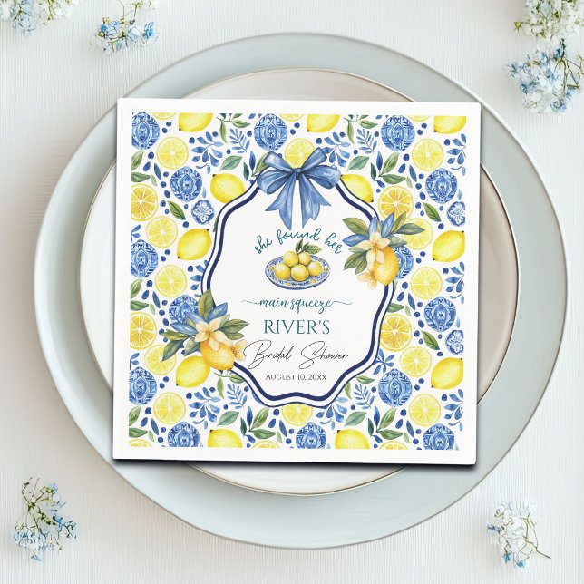 She Found Her Main Squeeze Bridal Shower Napkins (Creator Uploaded)