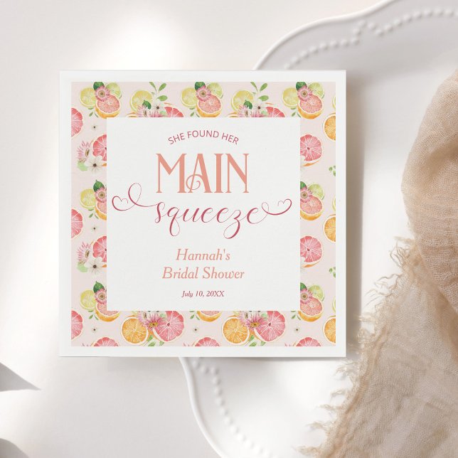 She Found Her Main Squeeze Bridal Shower Napkins (Creator Uploaded)