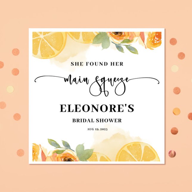 She Found her Main Squeeze Bridal Shower  Napkins (Creator Uploaded)