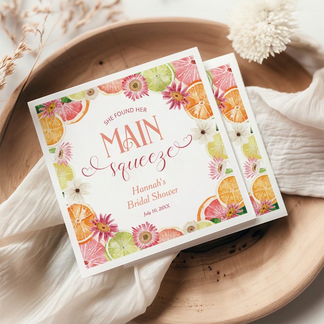 She Found Her Main Squeeze Bridal Shower Napkins (Creator Uploaded)