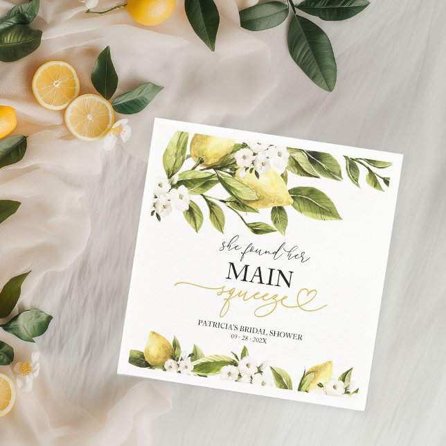 She Found Her Main Squeeze Bridal Shower Napkins (Creator Uploaded)