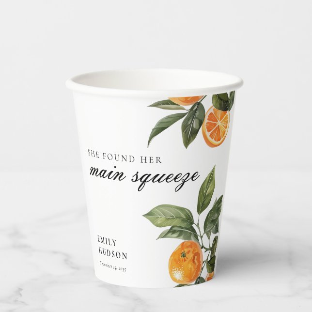 She Found Her Main Squeeze Bridal Shower Paper Cups (Front)
