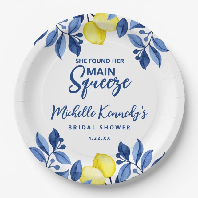 She Found Her Main Squeeze Bridal Shower  Paper Plates (Front)