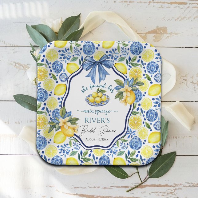 She Found Her Main Squeeze Bridal Shower Paper Plates (Creator Uploaded)