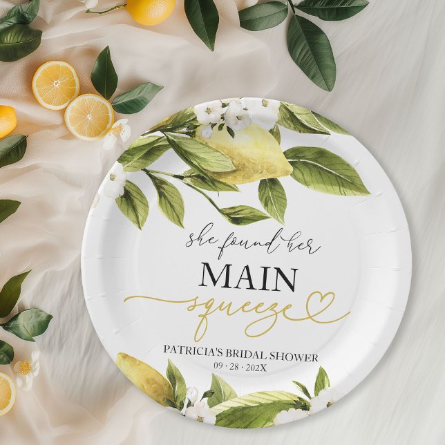 She Found Her Main Squeeze Bridal Shower Paper Plates (Creator Uploaded)