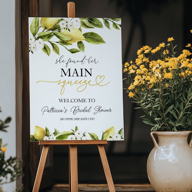 She Found Her Main Squeeze Bridal Shower Welcome Foam Board (Creator Uploaded)