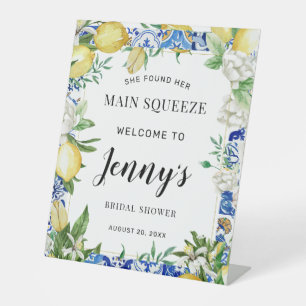 She Found Her Main Squeeze Bridal Shower Welcome Pedestal Sign